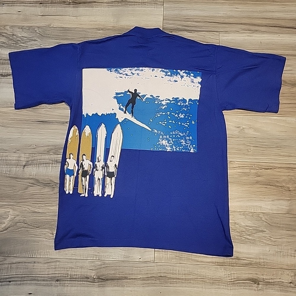 Vintage Hobie Graphic‎ T Shirt Adult Med Blue Graphic Print Single Stitched USA